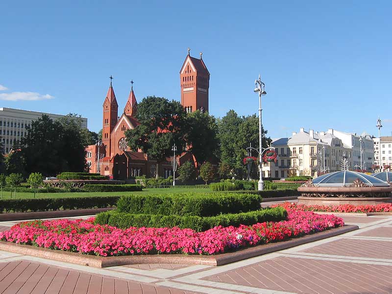 Красный костел. Площадь Независимости. Карта Минска. фото. Картинка