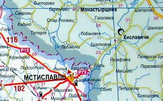Автомобильная карта трассы Минск - Бобруйск