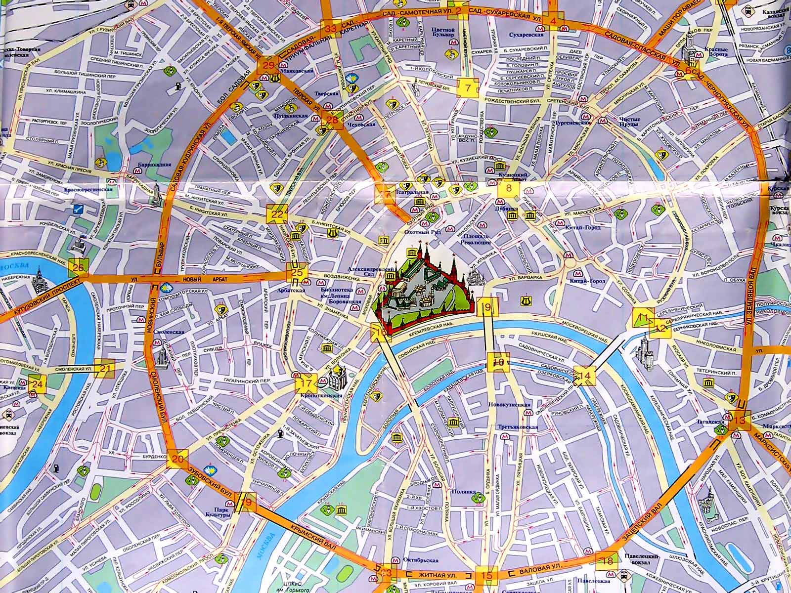 Карта садового кольца Москвы. Карта центра Москвы. 